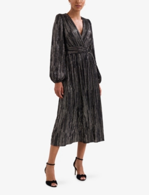 Phase Eight Womens Emre Stripe Woven Midi Dress Black Multi In Multi