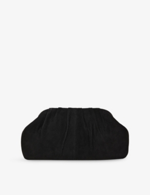 Phase Eight Womens Black Suede Clutch Bag