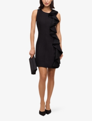 Phase Eight Womens Black Lois Ruffle-embellished Woven Mini Dress In Black