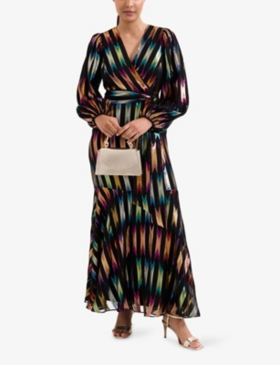 PHASE EIGHT: Ellia Petite Graphic-Print Metallic Woven Maxi Dress
