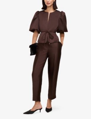 PHASE EIGHT: Ivy Tapered-Leg Satin Trousers