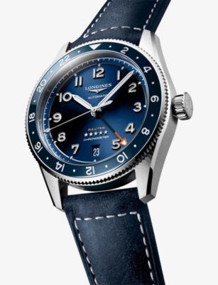 LONGINES: L3.802.4.93.2 Spirit Zulu Time Stainless-Steel and Ceramic Bezel 39mm Automatic Watch