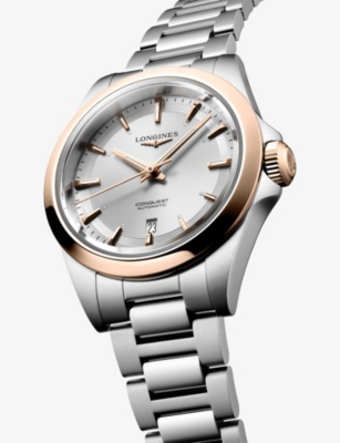 LONGINES: L3.320.5.72.6 Conquest Stainless-Steel and 18ct Rose Gold Cap 200 30mm Automatic Watch