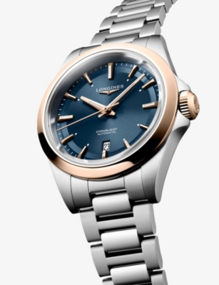 LONGINES: L3.320.5.92.6 Conquest Stainless-Steel and 18ct Rose Gold Cap 200 30mm Automatic Watch