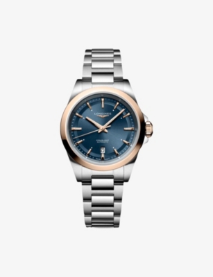 LONGINES: L3.320.5.92.6 Conquest Stainless-Steel and 18ct Rose Gold Cap 200 30mm Automatic Watch