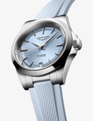 LONGINES: L3.430.4.92.9 Conquest Stainless-Steel Rubber Strap 34mm Automatic Watch