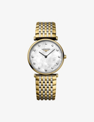 LONGINES: L4.512.2.87.7 La Grande Classique De Longines Yellow PVD-Coated and 0.081ct Diamond Quartz Watch