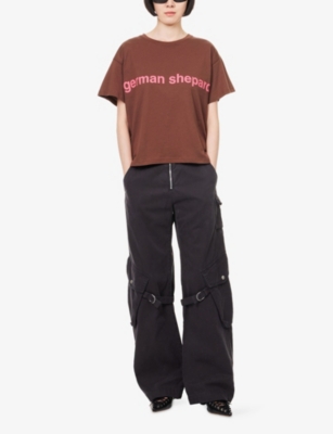 Praying Womens Brown German Shepard Cotton T-shirt In Brown