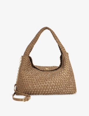 Womens Dune Deliberate Large Woven Faux-Leather Shoulder Bag