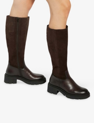 DUNE: Tallon Leather and Suede Knee-High Boots