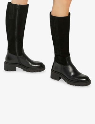 DUNE: Tallon Leather and Suede Knee-High Boots