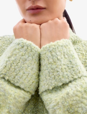 RO&ZO: Deep-Cuff High-Neck Bouclé Jumper