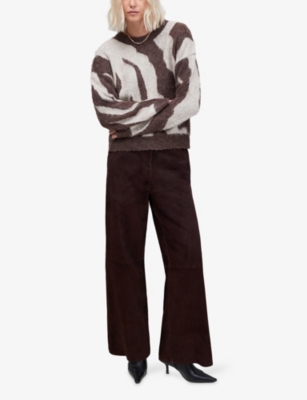 Ro&zo Womens Brown Zebra Brushed-knit Alpaca And Wool-blend Jumper In Multi