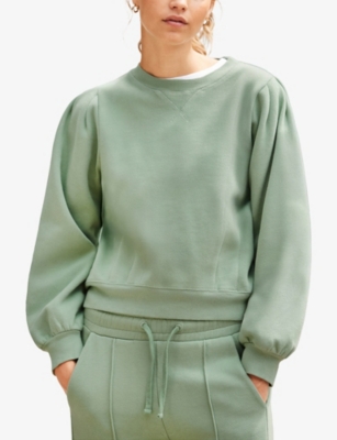 RO&ZO: Puff-Sleeve Relaxed-Fit Cotton-Blend Sweatshirt