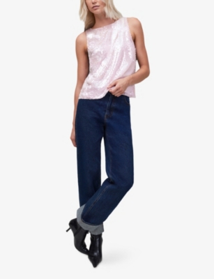 Ro&zo Womens Pink Sleeveless Sequin-embellished Shell Top In Pink