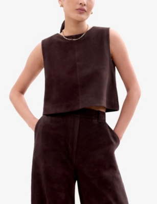 RO&ZO: Sleeveless Cropped Suede Shell Top