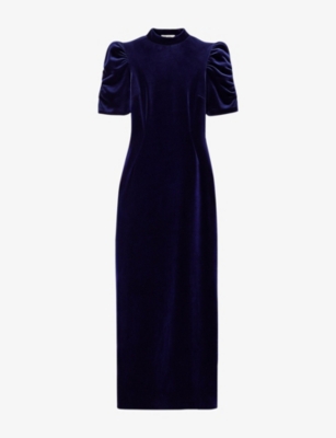 RO&ZO: Harriet Puff-Sleeve Stretch-Velvet Maxi Dress