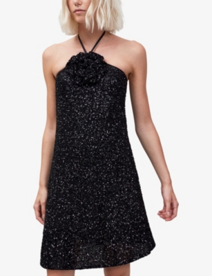 RO&ZO: Mimi Sequin Halter-Neck Woven Mini Dress