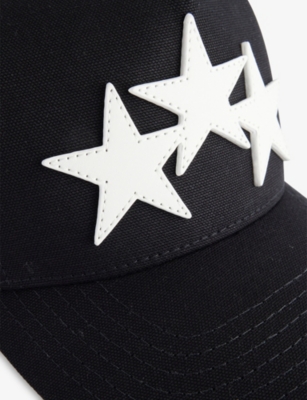 Amiri Mens Black/white 3 Star Mesh Cotton Trucker Cap In Black