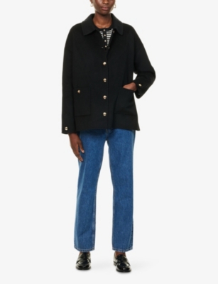 Anine Bing Womens Black Luca Relaxed-fit Wool And Cashmere Jacket In Black