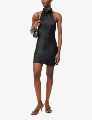 ANINE BING: Eliana Halterneck Silk Mini Dress