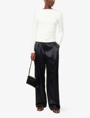 Anine Bing Womens Ivory Bray Ruched Stretch-woven Top In White