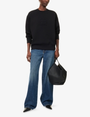Anine Bing Womens Black Alto Relaxed-fit Stretch-woven Sweatshirt In Black
