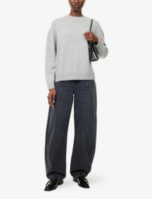 Anine Bing Womens Medium Heather Grey Lee Round-neck Cashmere Jumper Xs In Gray