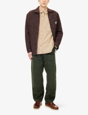 Carhartt Mens Peanut Wax Edgar Logo-patch Cotton Shirt Xl In Neutral