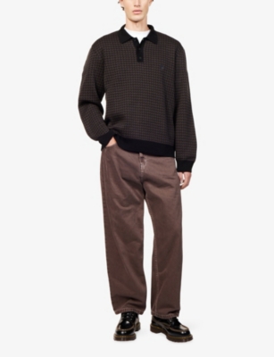 Carhartt Mens Lowis Vitola Heather Lowis Houndstooth Knitted Polo Shirt Xl In Blue