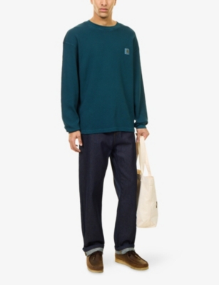 Carhartt Ip Mens Vista Waffle Long-sleeves Cotton-jersey T-shirt Deep Lagoon In Blue