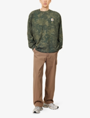 Carhartt Mens Camo Green Olive Camo Combi Long-sleeves Cotton-jersey T-shirt In Green
