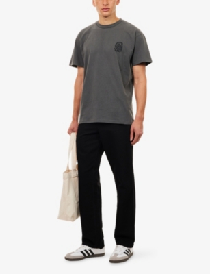 Carhartt Ip Mens Helix Redux Short-sleeve Cotton T-shirt Black In Gray