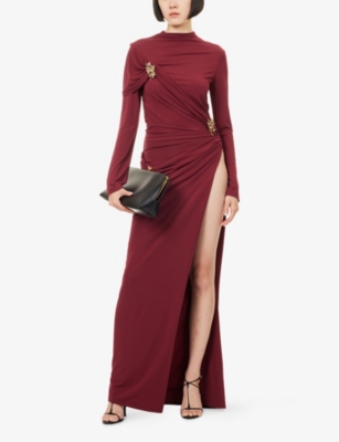 SIMKHAI: Izadora Draped Stretch-Woven Midi Dress