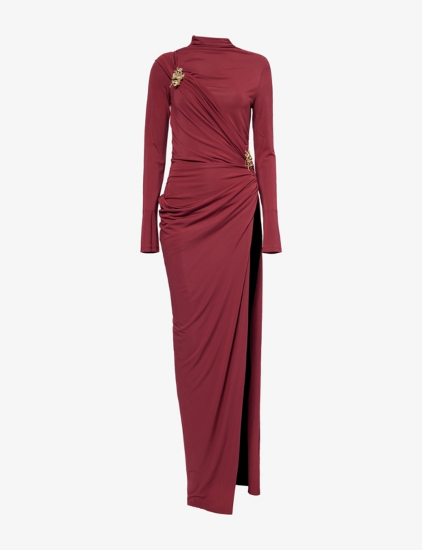 Izadora Draped Stretch-Woven Midi Dress