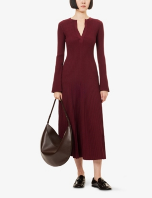 Simkhai Womens Cranberry Genna Ribbed-knit Midi Dress Xl In Burgundy