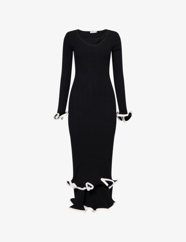 Solani Ruffled Knitted Midi Dress