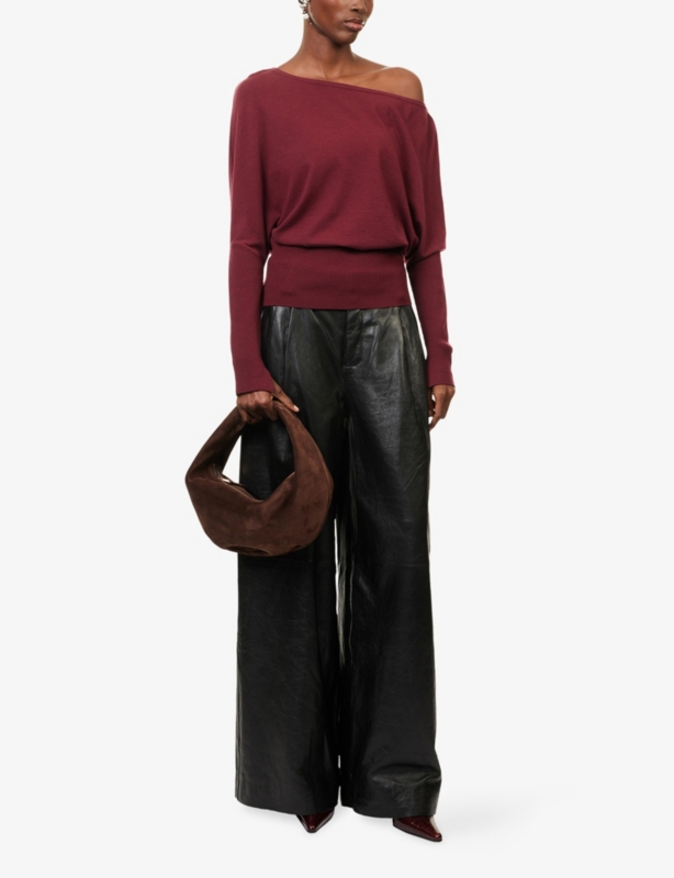Lavina Draped Off-Shoulder Wool-Blend Jumper
