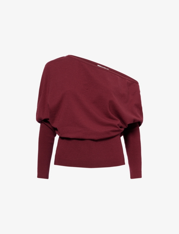 Lavina Draped Off-Shoulder Wool-Blend Jumper