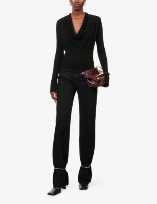 SIMKHAI: Natia Cowl-Neck Wool-Blend Top