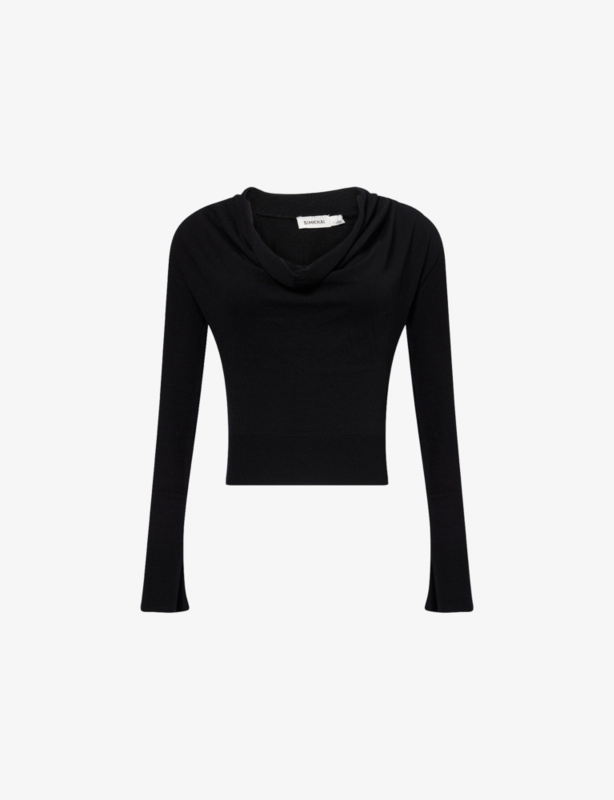 Natia Cowl-Neck Wool-Blend Top