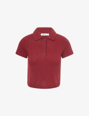 Simkhai Womens Cranberry Twila Short-sleeve Cashmere Polo Jumper In Red