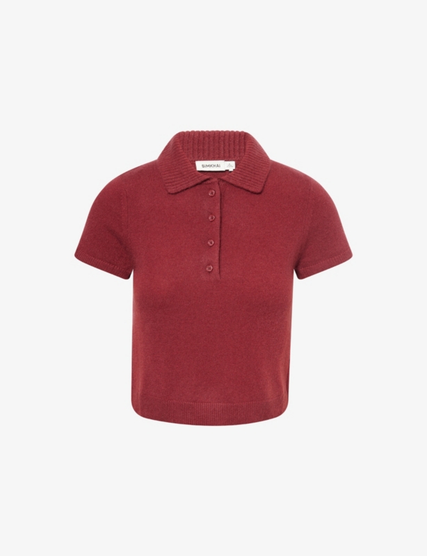 Twila Short-Sleeve Cashmere Polo Jumper