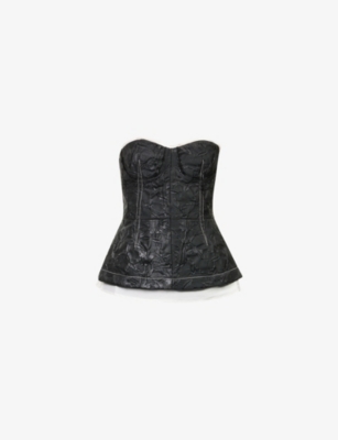 Simkhai Womens Black Zander Corset  Stretch-woven Top