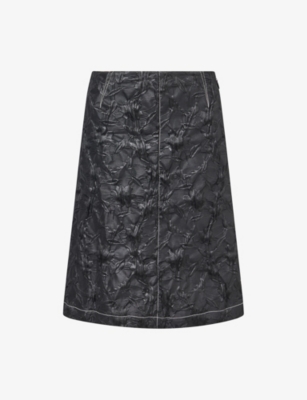 Simkhai Womens Black Vionna Floral-jacquard  Stretch-woven Midi Skirt
