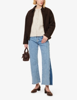 SIMKHAI: Contrast-Panel Straight-Leg Stretch-Denim Jeans