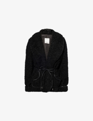 Simkhai Womens Black Kimia Tie-waist Faux-fur Jacket Xs In Black