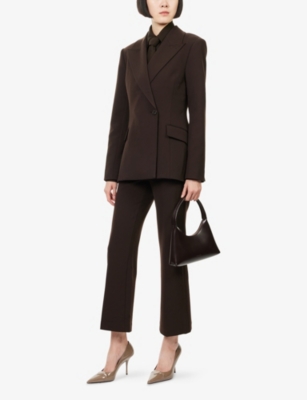 Simkhai Womens Chocolate Surabhi Peak-lapels Stretch-woven Blazer In Animal Print
