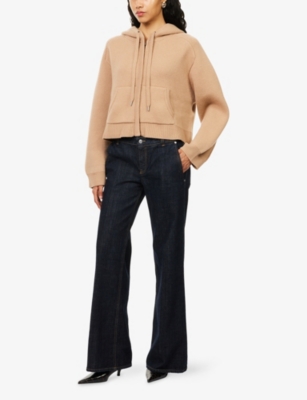 Simkhai Womens Camel Dakota Cropped Wool-blend Hoodie In Brown