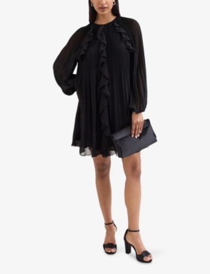 Phase Eight Womens Black Layla Pleated Woven Mini Dress In Black